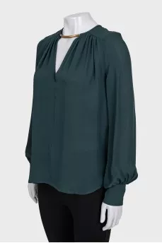 Green silk blouse