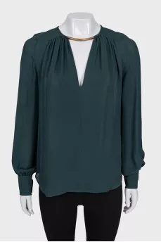 Green silk blouse