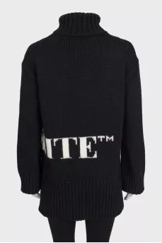 Black turtleneck sweater with signature print