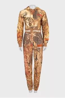 Printed tracksuit consisting of a cropped hoodie and trousers