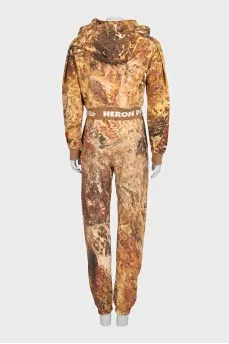 Printed tracksuit consisting of a cropped hoodie and trousers