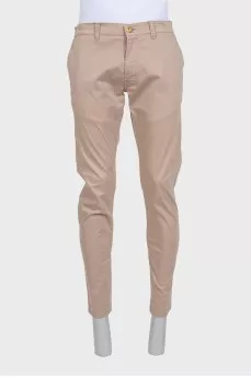 Men's beige straight-leg trousers