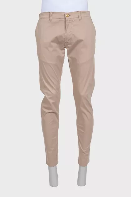 Men's beige straight-leg trousers