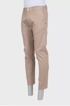 Men's beige straight-leg trousers