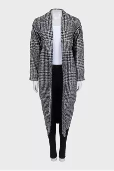 Houndstooth print pull-on coat