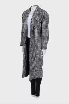Houndstooth print pull-on coat