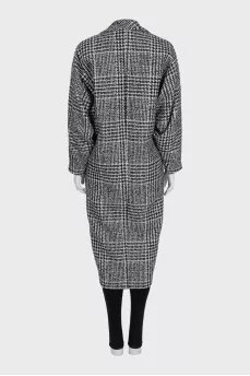 Houndstooth print pull-on coat