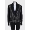 Leather jacket with textile sleeves