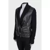 Leather jacket with textile sleeves
