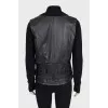 Leather jacket with textile sleeves