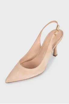 Beige slingbacks with heels