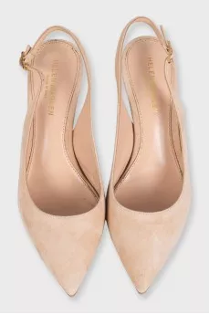 Beige slingbacks with heels