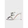White leather sandals with decor