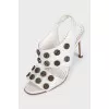 White leather sandals with decor