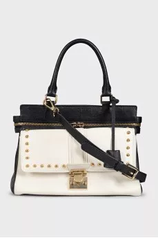 Leather bag with accent pocket