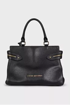 Leather bag with accent pocket