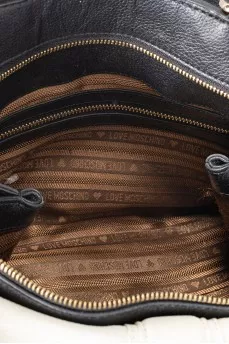 Leather bag with accent pocket