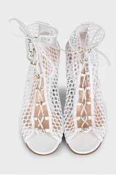 High fishnet heeled sandals