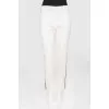 White wool trousers with tag stripes