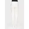 White wool trousers with tag stripes