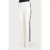 White wool trousers with tag stripes
