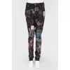 Black jeans with multi -colored drawings and inscriptions