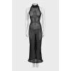 Black mesh bodycon dress