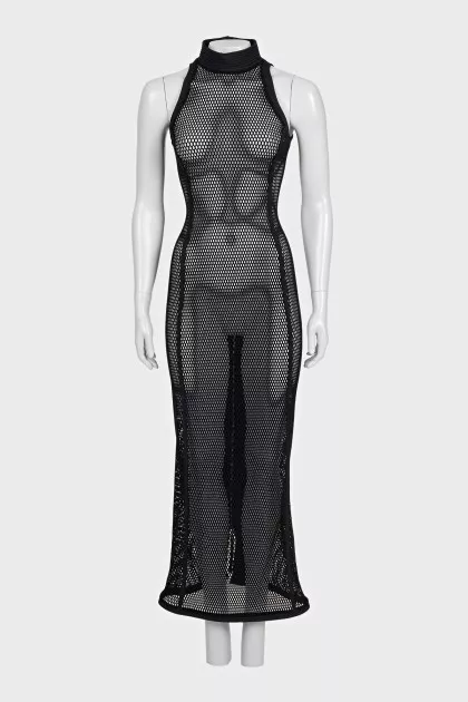 Black mesh bodycon dress