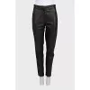 Brown leather trousers with a mid-rise