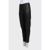 Brown leather trousers with a mid-rise