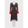 Brown dress with silk inserts
