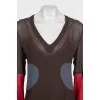 Brown dress with silk inserts