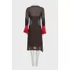 Brown dress with silk inserts