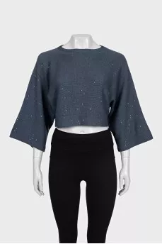 Cropped jumper in cashmere and silk