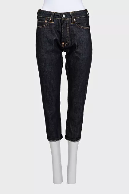 Cropped jeans with buttons