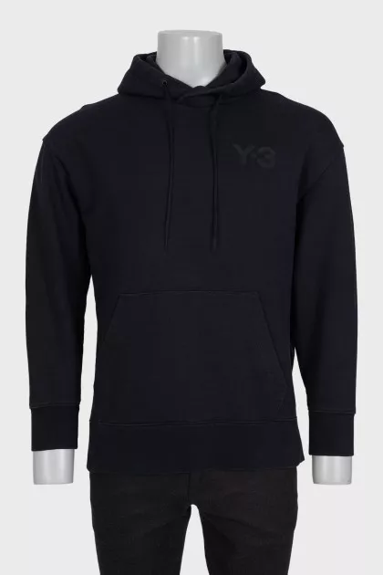Men's black hoodie with a hood and logo