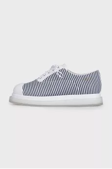 White sneakers with a striped print
