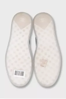White sneakers with a striped print