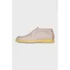 High loafers made of beige leather