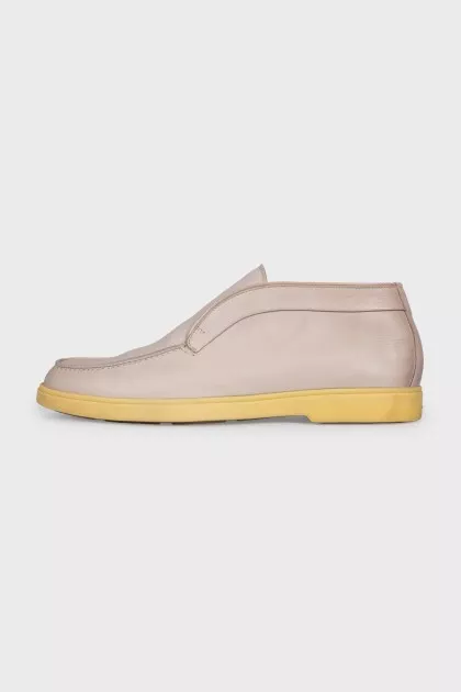 High loafers made of beige leather