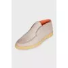 High loafers made of beige leather
