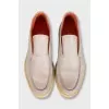 High loafers made of beige leather