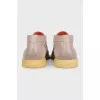 High loafers made of beige leather