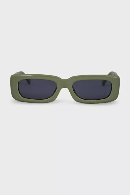 Green sunglasses with logo