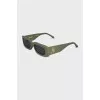 Green sunglasses with logo