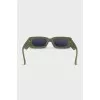 Green sunglasses with logo