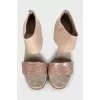 Leather heeled sandals with a zipper