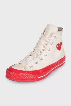 Кеди бежевого кольору Chuck 70 by Comme des Garçons Play x Converse