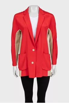 Straight-cut jacket decorated with mesh