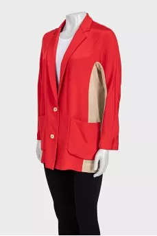 Straight-cut jacket decorated with mesh